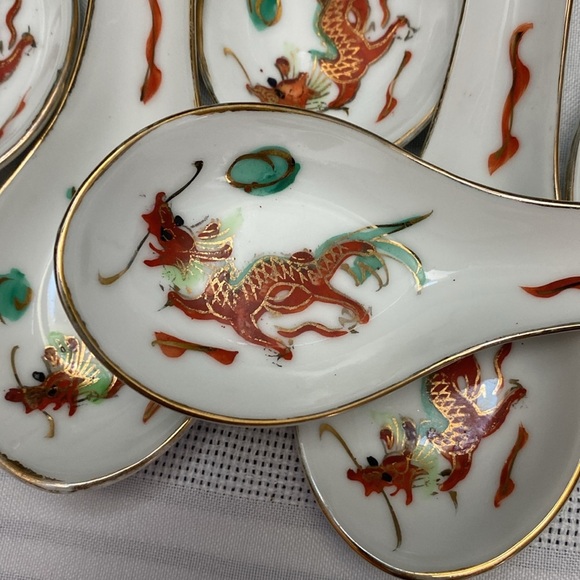Set of 6 vintage Dragon and Pearl soup spoons - Picture 2 of 16